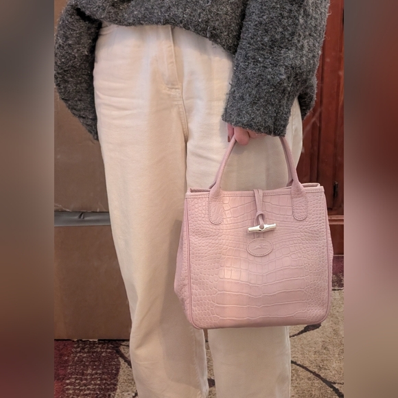 Longchamp Roseau Small leather Tote Pink - Picture 7 of 10